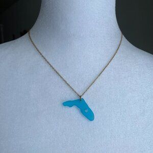 Florida Sea Glass Necklace 18K Gold-Plated Stainless Steel Summer Mermaid Tampa